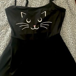 Hot Topic a-line black cat dress spaghetti strap in medium